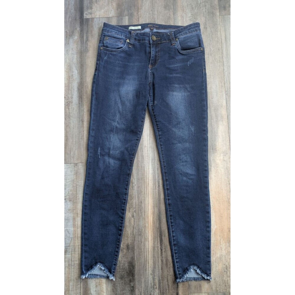 Kut from the Kloth Connie Ankle Skinny Jeans Womens Size 8 Blue Raw Hem 27"